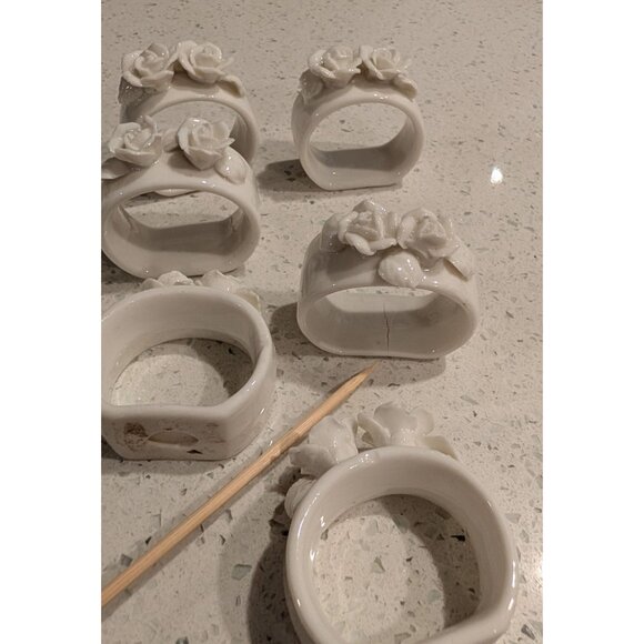 Set of 8 Genuine Bone China 3D Rose Napkin Rings The Beachcombers Holiday party - Picture 11 of 16